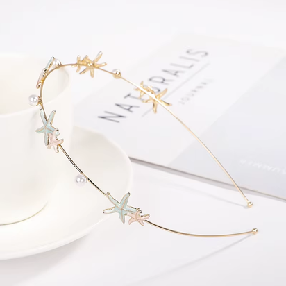EASYA Fashion Starfish Shell Headband for Women Korean Style Simulated Pearl Hairband Hair Accesories