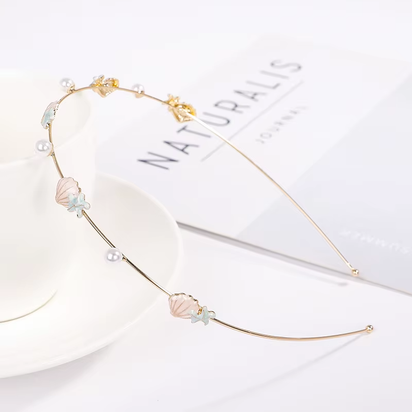 EASYA Fashion Starfish Shell Headband for Women Korean Style Simulated Pearl Hairband Hair Accesories
