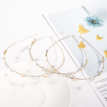 EASYA Fashion Starfish Shell Headband for Women Korean Style Simulated Pearl Hairband Hair Accesories