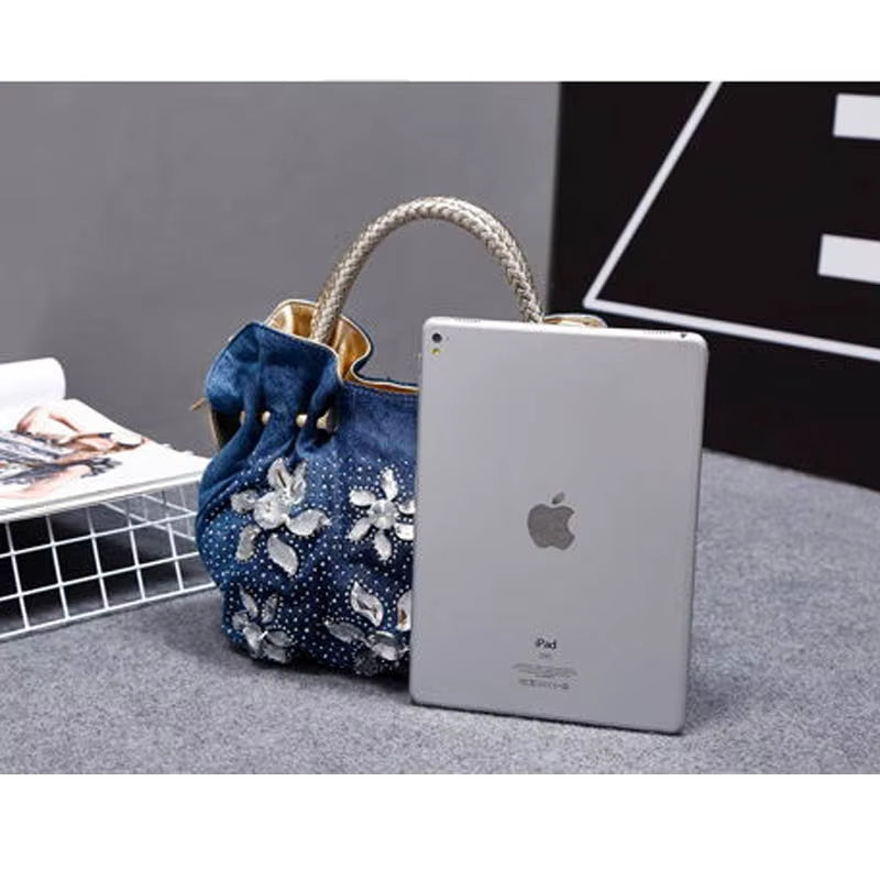 2021 Woman Denim Handbags Bags Vintage Luxury Rhinestone Shoulder Bags Women'S Small Bags Jean Bolsas Femininas for Women
