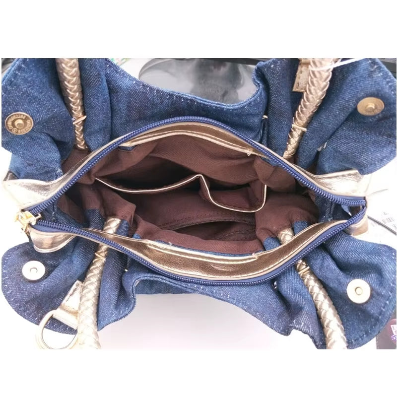 2021 Woman Denim Handbags Bags Vintage Luxury Rhinestone Shoulder Bags Women'S Small Bags Jean Bolsas Femininas for Women