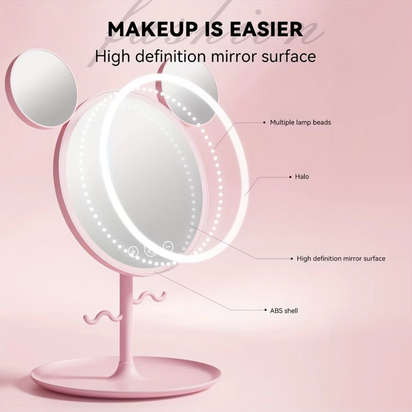 LED Beauty Makeup Mirror with Magnifying Mirror Cute Desktop Lighted Beauty Mirror with Stand Great Gift for Women
