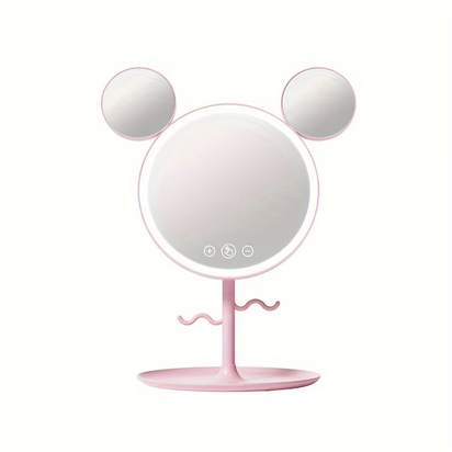 LED Beauty Makeup Mirror with Magnifying Mirror Cute Desktop Lighted Beauty Mirror with Stand Great Gift for Women