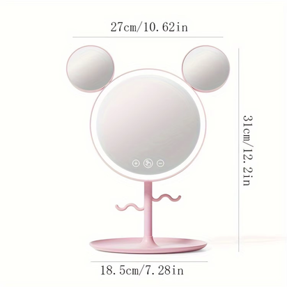 LED Beauty Makeup Mirror with Magnifying Mirror Cute Desktop Lighted Beauty Mirror with Stand Great Gift for Women