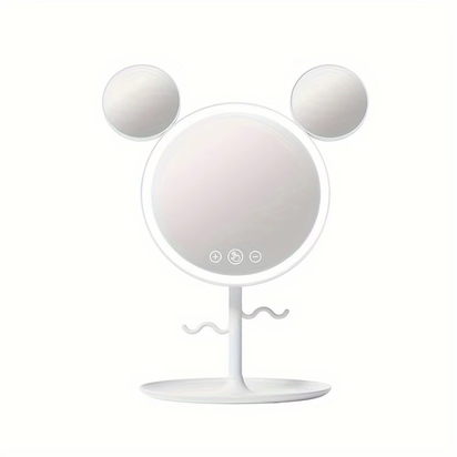 LED Beauty Makeup Mirror with Magnifying Mirror Cute Desktop Lighted Beauty Mirror with Stand Great Gift for Women