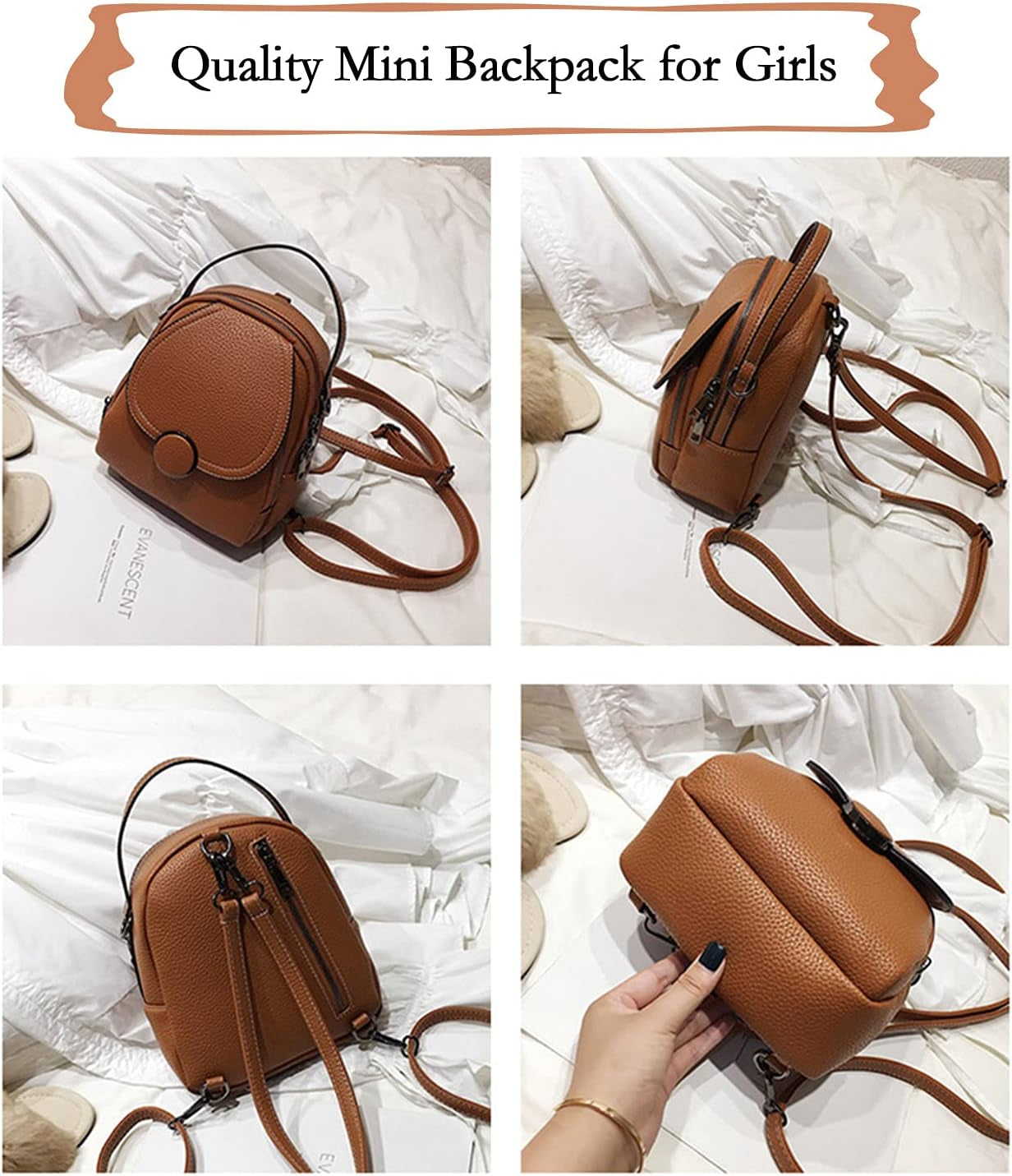 Mini Backpack Purse, SIXVONA Small Convertible Soft Faux Leather Backpack for Women Ladies, Brown