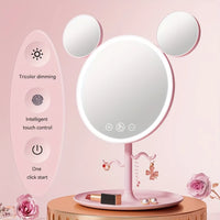 LED Beauty Makeup Mirror with Magnifying Mirror Cute Desktop Lighted Beauty Mirror with Stand Great Gift for Women