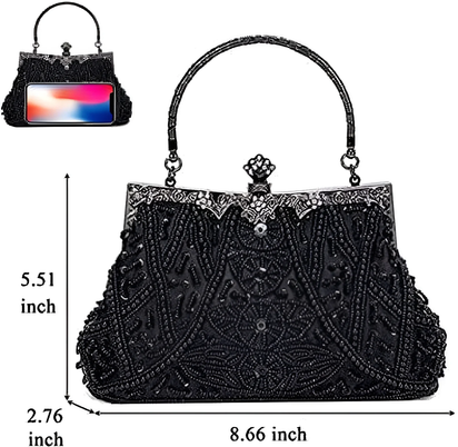 1920S Vintage Beaded Clutch Evening Bags for Women Formal Bridal Wedding Clutch Purse