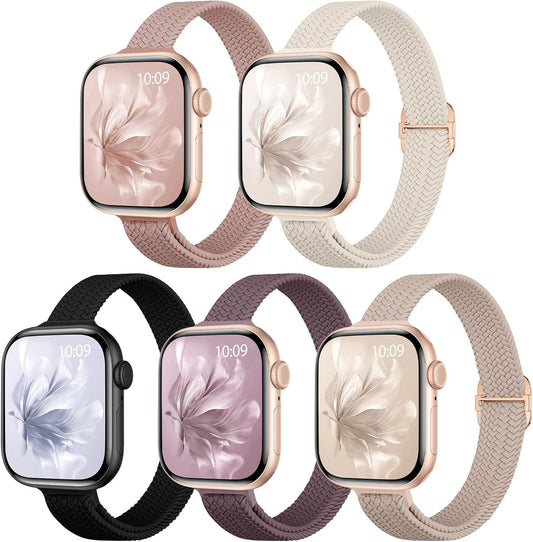 5 Pack Slim Braided Stretchy Bands Compatible