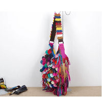 Woman Handbag Genuine Leather Brand Bag Female Tessels Shoulder Bags High Quality Colourful Pattern Women Messenger Bag