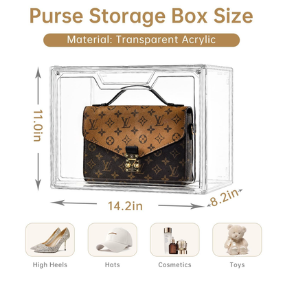Purse Organizer for Closet Clear Acrylic Display Case for Handbag Storage Box