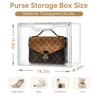 Purse Organizer for Closet Clear Acrylic Display Case for Handbag Storage Box