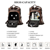 Women’S Casual Backpack Purse, PU Leather Anti-Theft Backpack for Women, Stylish School Backpack Convertiable Travel Shoulder Bag Coffee