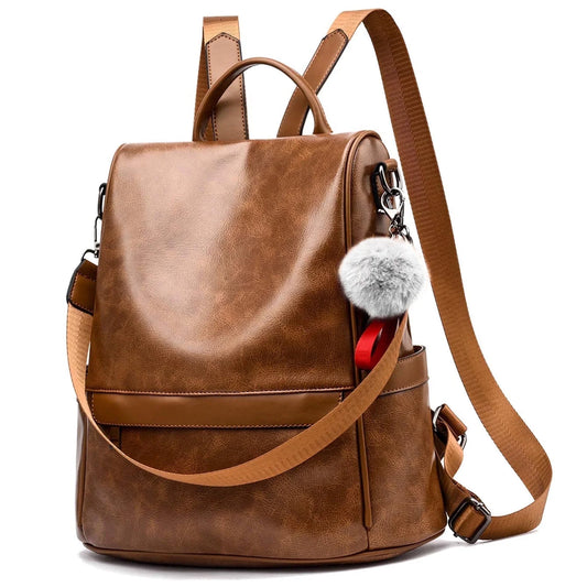Womens Casual Backpack Purse, PU Leather Anti-Theft Backpack for Women, Stylish Travel Shoulder Bag Brown