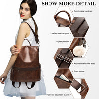 Women’S Casual Backpack Purse, PU Leather Anti-Theft Backpack for Women, Stylish School Backpack Convertiable Travel Shoulder Bag Coffee