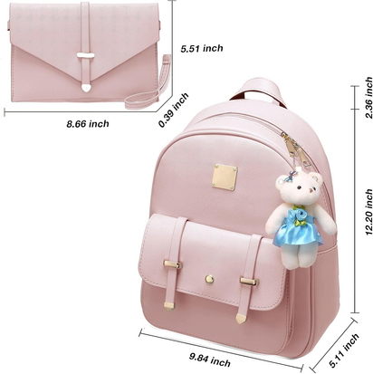 Mini Backpack for Girls Cute Backpack Purse Set Teen Kids Small PU Leather Bag