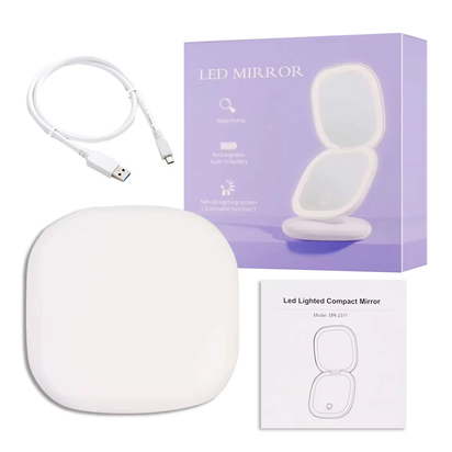 LED Makeup Mirror with Light 5X Magnifying Mini Compact Small Pocket Portable Travel Pink Black Foldable Cosmetic Vanity Mirrors