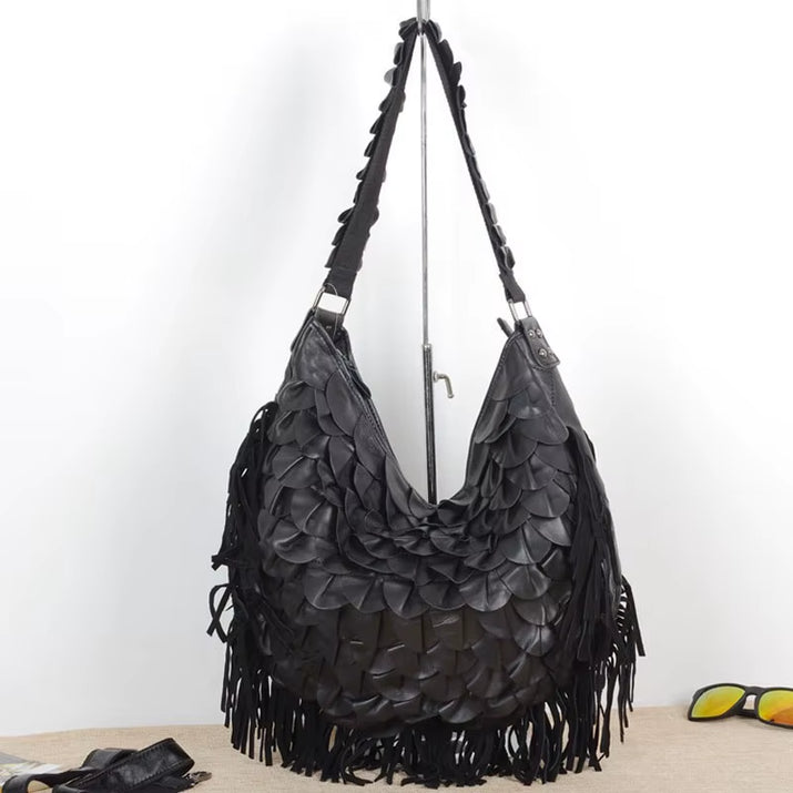 Woman Handbag Genuine Leather Brand Bag Female Tessels Shoulder Bags High Quality Colourful Pattern Women Messenger Bag