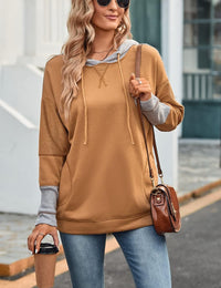 Women'S Oversized Color Block Long Sleeve Tunic Sweaters Tops Sweatshirt Khaki L