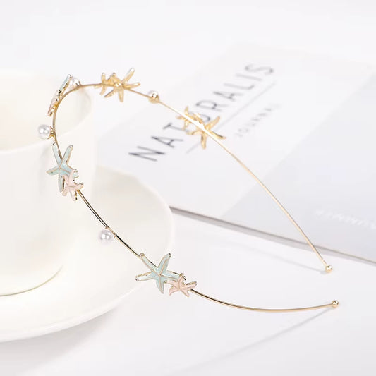 EASYA Fashion Starfish Shell Headband for Women Korean Style Simulated Pearl Hairband Hair Accesories