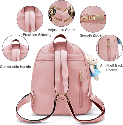 Mini Backpack for Girls Cute Backpack Purse Set Teen Kids Small PU Leather Bag