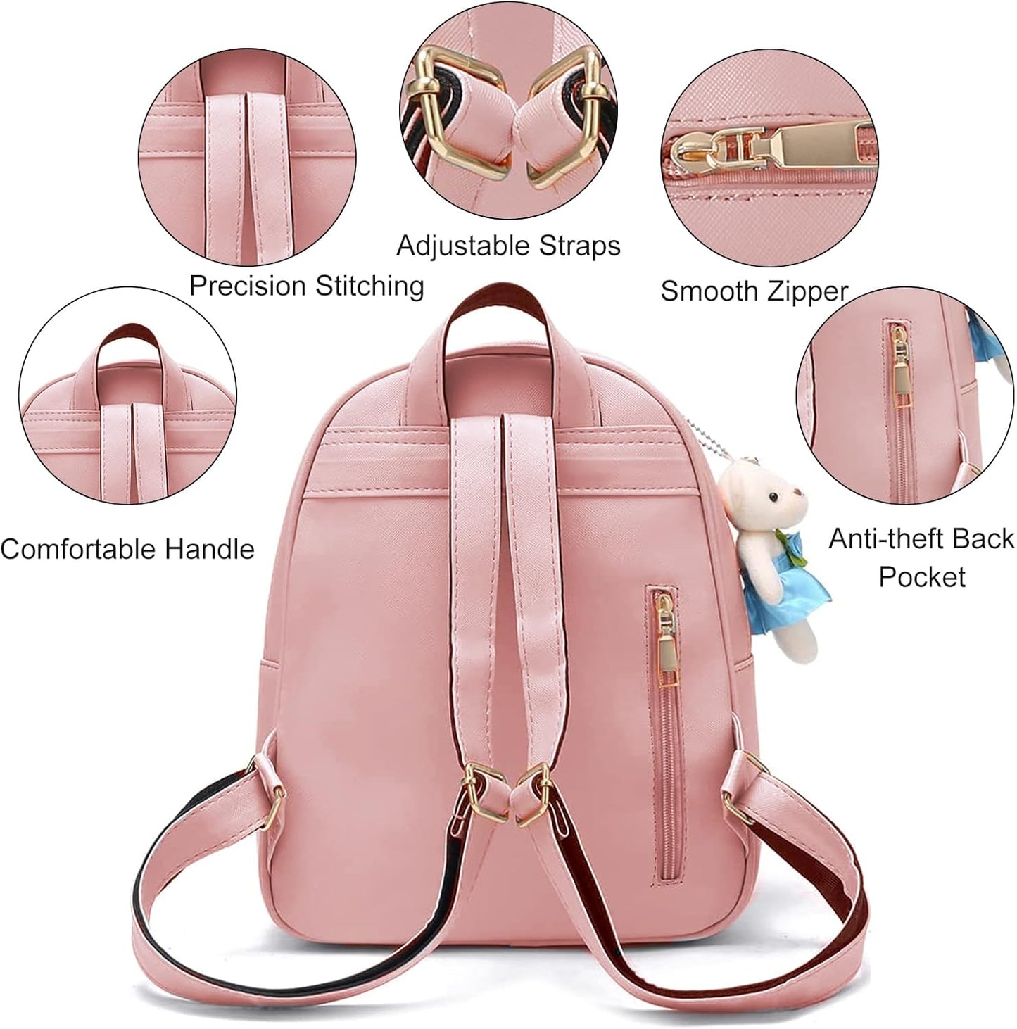 Mini Backpack for Girls Cute Backpack Purse Set Teen Kids Small PU Leather Bag