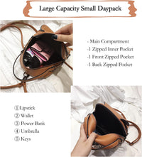 Mini Backpack Purse, SIXVONA Small Convertible Soft Faux Leather Backpack for Women Ladies, Brown