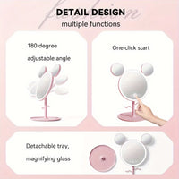 LED Beauty Makeup Mirror with Magnifying Mirror Cute Desktop Lighted Beauty Mirror with Stand Great Gift for Women