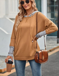 Women'S Oversized Color Block Long Sleeve Tunic Sweaters Tops Sweatshirt Khaki L