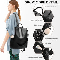 Womens Backpack Purse, Casual PU Leather School Backpack for Women, Fashion Anti-Theft Backpack Convertiable Travel Shoulder Bag Black