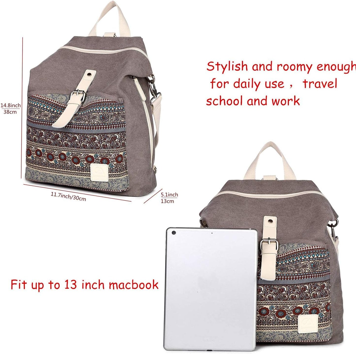 Backpack Purse Women Girls Canvas Backpack/Rucksack Convertible Shoulder Bag Casual Daypack