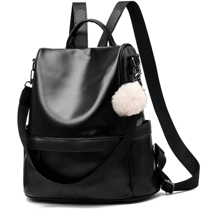 Womens Backpack Purse, Casual PU Leather School Backpack for Women, Fashion Anti-Theft Backpack Convertiable Travel Shoulder Bag Black