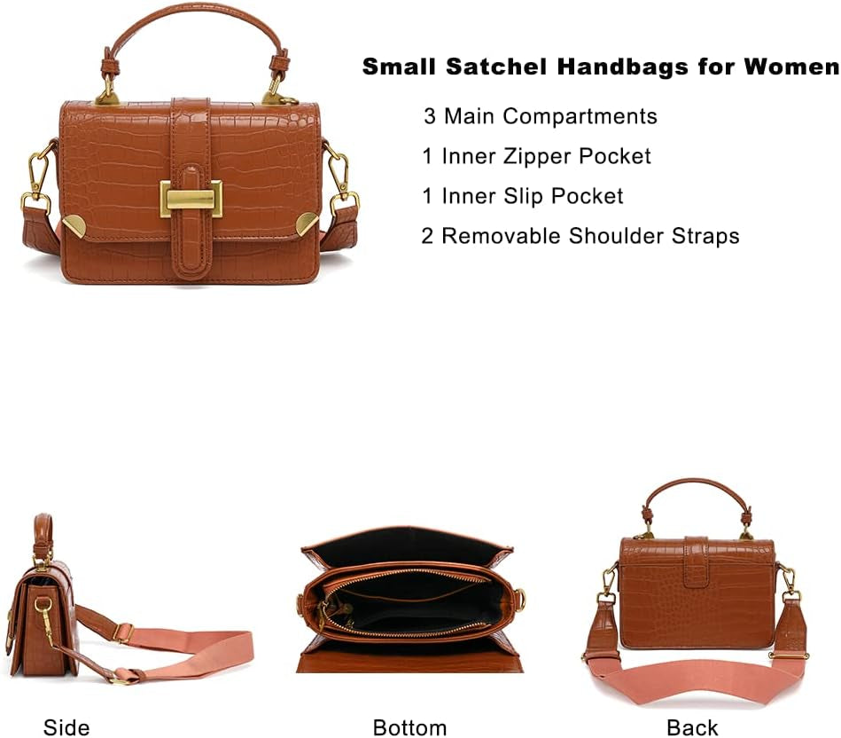 Crossbody Bags for Women Leather Small Cross Body Purses Designer Handbags Shoulder Purse Evening Bag (Brown(2035))