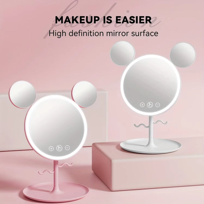 LED Beauty Makeup Mirror with Magnifying Mirror Cute Desktop Lighted Beauty Mirror with Stand Great Gift for Women