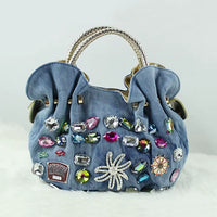 2021 Woman Denim Handbags Bags Vintage Luxury Rhinestone Shoulder Bags Women'S Small Bags Jean Bolsas Femininas for Women